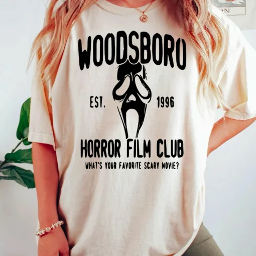 Halloween Shirt: Vintage Scream, Woodsboro Horror Club, Ghost Tee