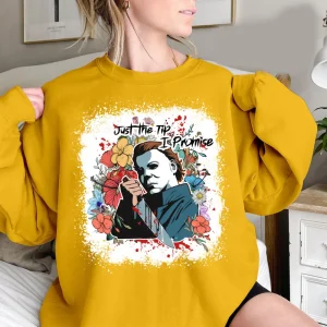 Halloween Shirt with Floral Horror Characters: Michael Myers, Freddy Krueger, Jason Voorhees, Chucky-3