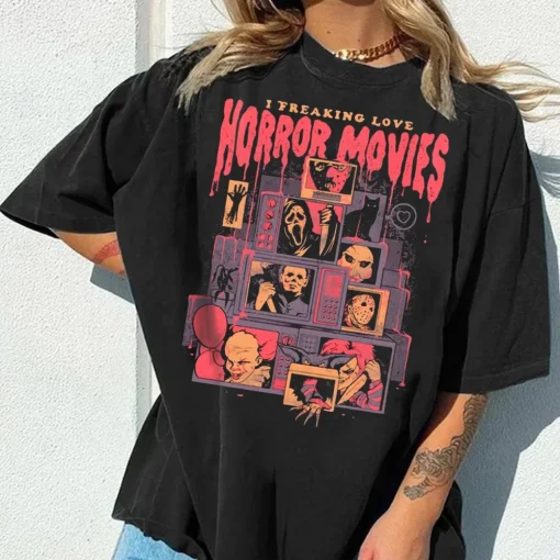 I Freaking Love Horror Movies T-Shirt-2