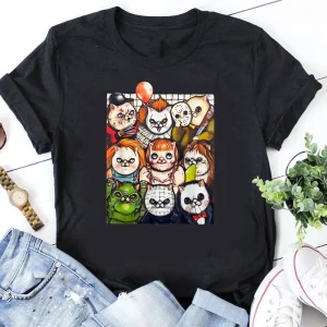 Halloween Cat Shirt: Funny Horror Movie Lover's Gift-1