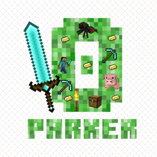 Personalized Minecraft Birthday Boy Png, Custom Digital Download