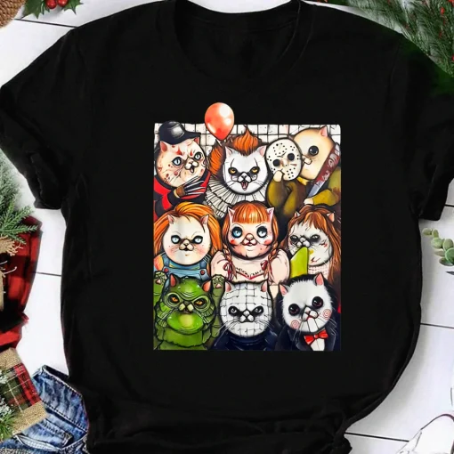 Halloween Cat Shirt: Funny Horror Movie Lover's Gift-2