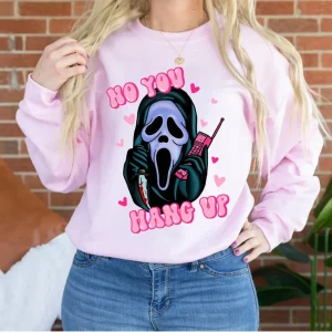 No You Hang Up Sweatshirt, Funny Halloween Ghostface Sweater