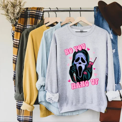 No You Hang Up Sweatshirt, Funny Halloween Ghostface Sweater-1