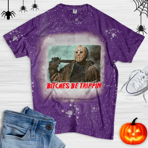 Michael Myers Bitches Be Trippin Bleached Shirt-1