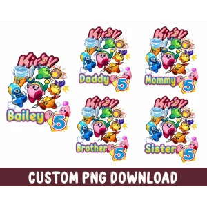 Custom Kirby Game birthday Png, Gaming inspired KIRBY birthday video game Png, Custom Birthday Png, Personalized Birthday Png