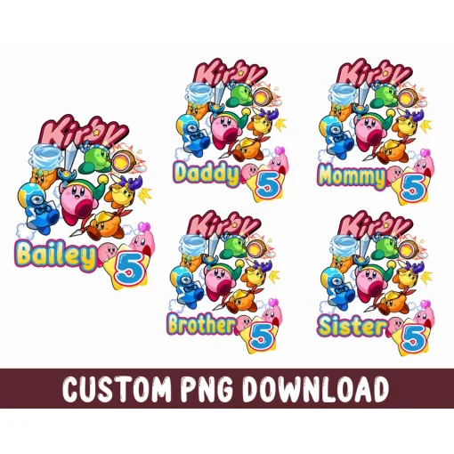 Custom Kirby Game birthday Png, Gaming inspired KIRBY birthday video game Png, Custom Birthday Png, Personalized Birthday Png