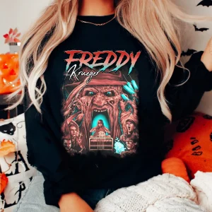 Halloween Shirt: Retro Freddy & Voorhees Nightmare on Elm Street-1