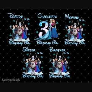 Custom Frozen Birthday PNG Bundles, Elsa Birthday Png, Frozen Png, Frozen Personalized Png, Frozen Family Party Png, Family Birthday Png