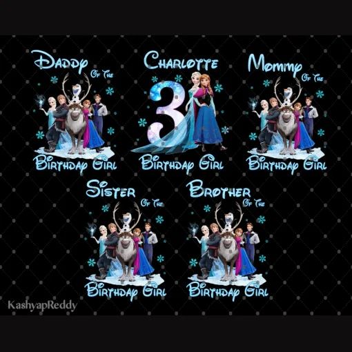 Custom Frozen Birthday PNG Bundles, Elsa Birthday Png, Frozen Png, Frozen Personalized Png, Frozen Family Party Png, Family Birthday Png