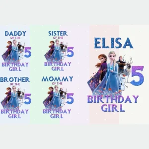 Frozen Birthday Png, Instant Download PNG Family Bundle, members family png, Digital Files for Iron on transfer,Family Birthday Shirt