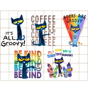 Pete The Cat PNG Bundles, Do Your Best Png, It's All Groovy, Pete The Cat Teacher Life Back To School Png, Book Are Groovy, Be Kind