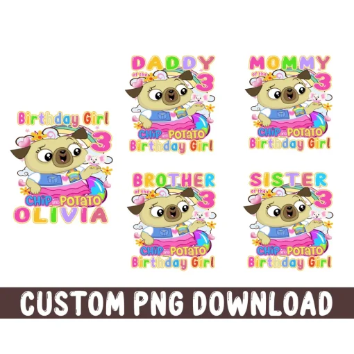 Custom Chip and Potato Png, Personalized Chip and Potato Png, Matching Family Png, Birthday Girl Png Gifts for Shirt