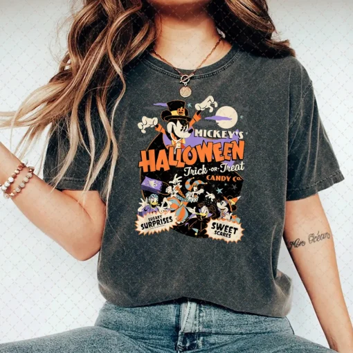 Halloween Shirt - Vintage Mickey & Friends, Disney Ears, Matching Women's-1