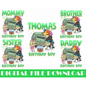 Custom Trash Truck Digital Printable T-shirt Design Birthday Party T-shirt | You Print Trash Bash Truck Custom Kids Birthday T-shirt