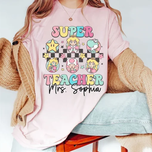 Super Teacher Princess Peach Shirt, Super Teacher Mario Shirt, Princess Peach And Friends Shirt, Teacher Shirt, Back To School Shirt