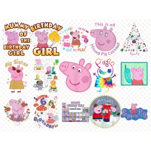 Peppa Pig Png bundle, Peppa Pig Png Files for cricut, Peppa Pig Birthday Png, Peppa Pig Princess Png, Pig cartoon Png