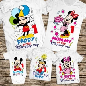 Personalized Mickey Mouse And Minnie Mouse Family Birthday Shirt
