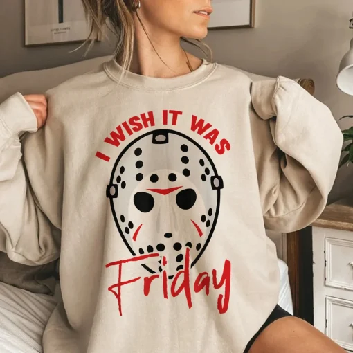 I Wish It Was Friday Lazy DIY Halloween Costume Horror Movie Shirt-1