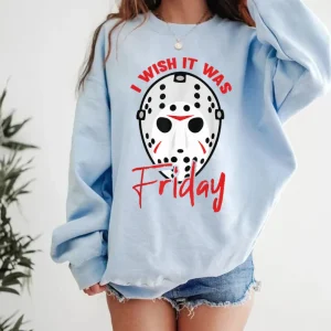 I Wish It Was Friday Lazy DIY Halloween Costume Horror Movie Shirt-2