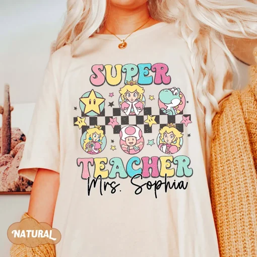 Super Teacher Princess Peach Shirt, Super Teacher Mario Shirt, Princess Peach And Friends Shirt, Teacher Shirt, Back To School Shirt-3