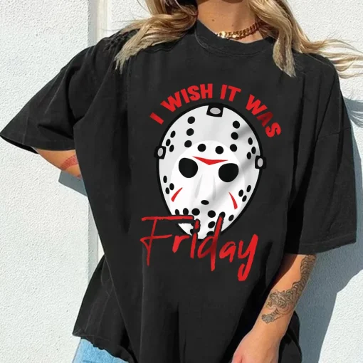 I Wish It Was Friday Lazy DIY Halloween Costume Horror Movie Shirt