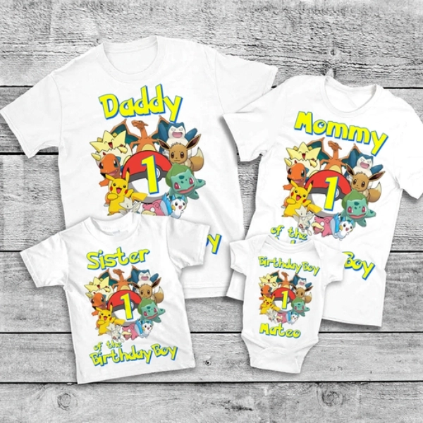 Pokemon Pikachu Family Birthday Shirt