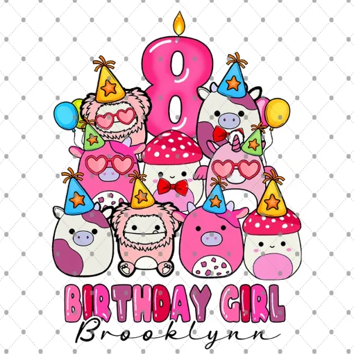 Custom Squishmallow Cupcake Birthday Girl PNG, Cute Squishmallow Png, Squishmallow Birthday Girl Png, Squishmallow Birthday Gift