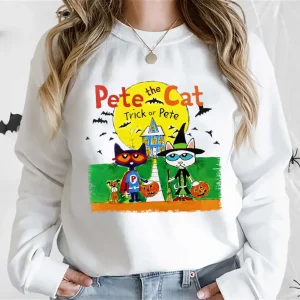 Halloween Shirt: Pete the Cat, Funny & Kind Pumpkin Sweatshirt