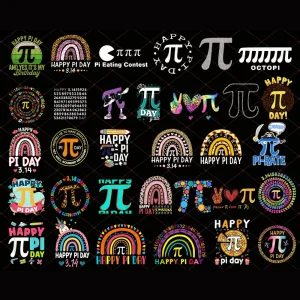 Pi DAY PNG Bundle, Happy Day, Happy Pi Day, All I Need Is Coffee And Pi, Have a Cosmic Pi Day, All I Need is Coffee and Pi, download png