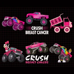 Crush Breast Cancer Monster Truck png, Breast Cancer Monster Truck png, Boys Breast Cancer Pink Ribbon png, Boys Breast Cancer for Mom png, Digital download png