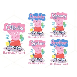 Peppa Pig Birthday Png, Peppa Pig Birthday Girl Sublimation, Birthday Card Png, Kids Peppa Png, Peppa Pig Family Png, Digital Download