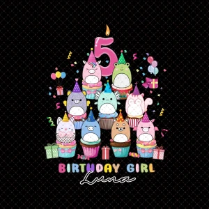 Squishmallow Cupcake Birthday Girl Png, Custom Digital Download