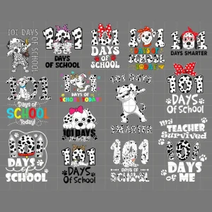 101 Days of School PNG Bundle Sublimation Design, 101 Days of School Dalmatian Png, Kindergarten Png, Preschool Png, Instant Download