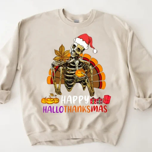 Halloween Shirt: Festive Skeleton Sweatshirt for Women-1