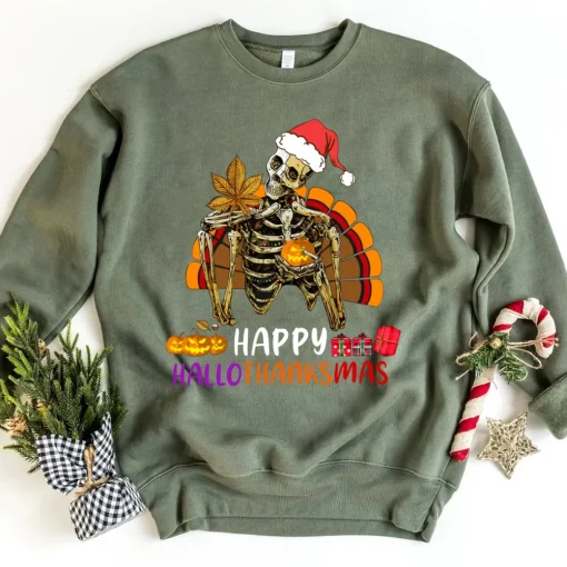 Halloween Shirt: Festive Skeleton Sweatshirt for Women-2