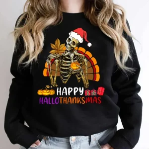 Halloween Shirt: Festive Skeleton Sweatshirt for Women