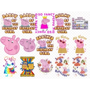 Peppa Pig PNG Bundle, Peppa Pig Lover, Peppa Pig Gift, Peppa Pig Birthday, Sublimation Design Download