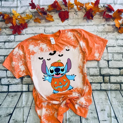 Stitch Halloween Bleached Shirt, Halloween shirt-2