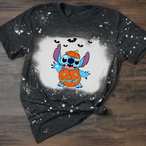 Stitch Halloween Bleached Shirt, Halloween shirt