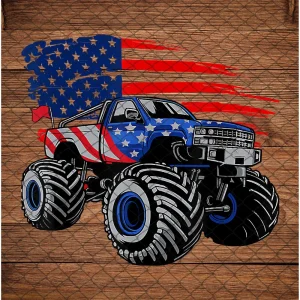 Boys Monster Truck Lover American Flag Racing USA Patriotic png, Sublimation Download