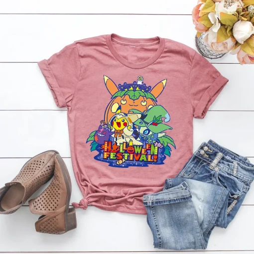 Halloween Shirt: Eevee Evolution, Anime Pumpkin, Gengar, Gifts-1