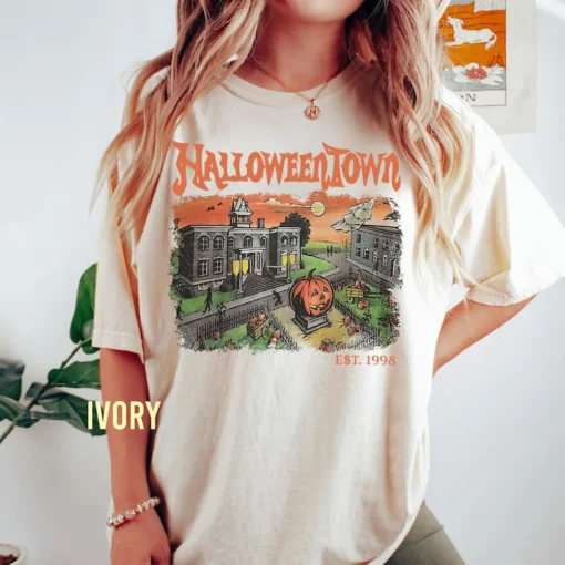 Halloween Shirt, Vintage Halloweentown Est 1998, Pumpkin Sweatshirt-3