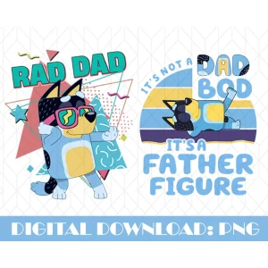 Bluey's Rad Dad (PNG), Bluey and Bandit (PNG), Bandit Heeler (PNG), Bluey (PNG), Bandit (PNG), Bluey Party (PNG), Bluey Dad (PNG), Father Bluey (PNG), Funny Bluey