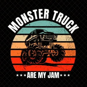 Vintage Monster Truck Are My Jam Retro Sunset Cool Engines Design, Cool Engines, Sublimation Design, Instant Download, Monster Trucks