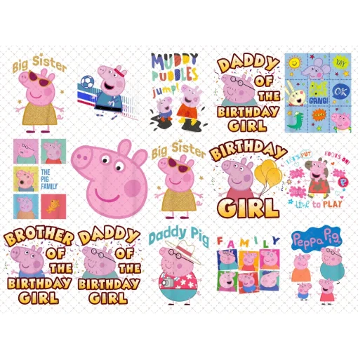 Introducing the Peppa Pig PNG Bundle: Captivating Sublimation Design Collection!