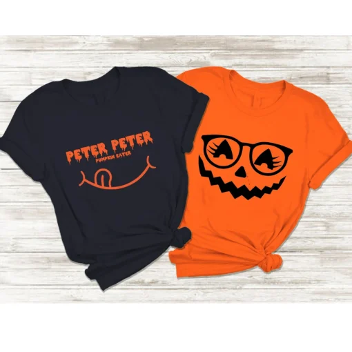 Peter Peter Pumpkin Eater & Pumpkin Halloween Tshirts Couple Set