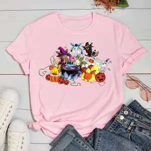 Halloween Shirt: Cute Eevee Evolutions & Witch Party Gift-2