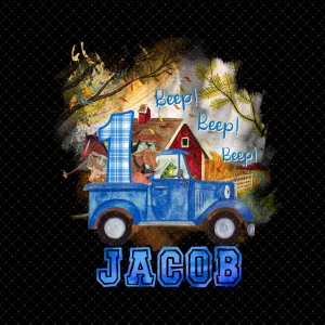 Personalized Little Blue Truck Birthday Png, Custom Digital Download