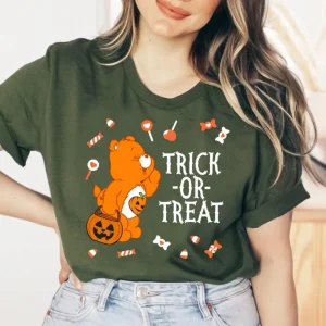 Halloween Shirt 2023 - Care Bears Trick or Treat Pumpkin Party Gift-1